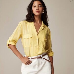 J. Crew Camp-collar shirt in featherweight linen blend
